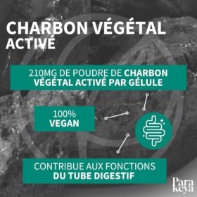 Parakeya - Charbon Végétal Activé - 180 gélules - Confort digestif & routine après repas - Complément alimentaire Bactéries e...