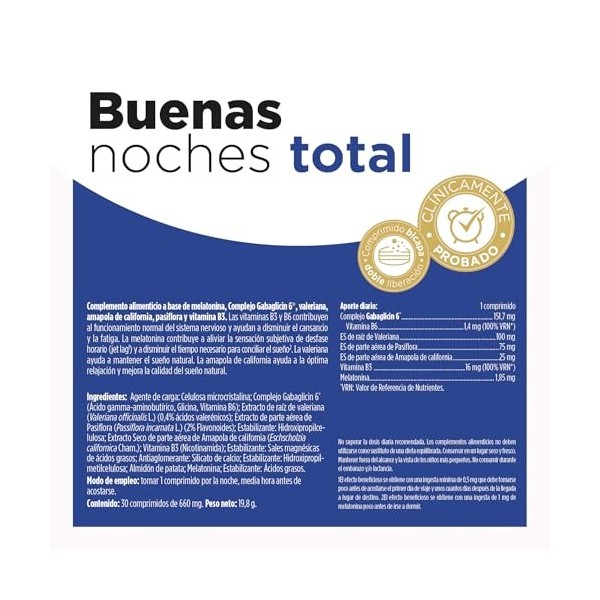 ELADIET BUENAS NOCHES total 1,85mg 30comp. – préparation en comprimés pour une prise régulière, se prend chaque jour conformé