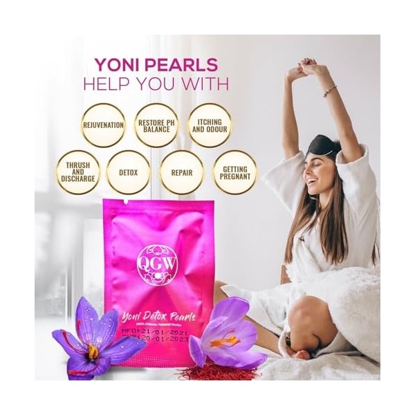 Yoni Detox Pearls Conceive TTC, infection à levures, muguet, vaginose bactérienne BV, traitement Candida Balls pour femme 1 ...