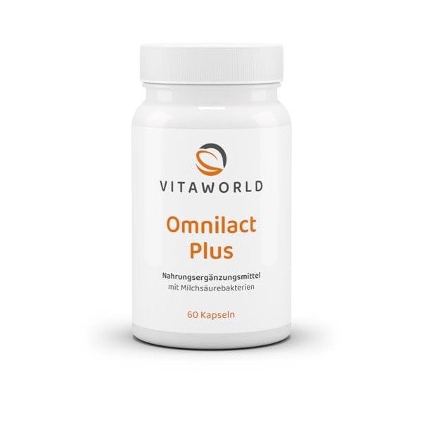 Vitaworld Omnilact Plus 10 milliards de bactéries lactiques issues de 10 souches différentes par capsule, encapsulation gastr