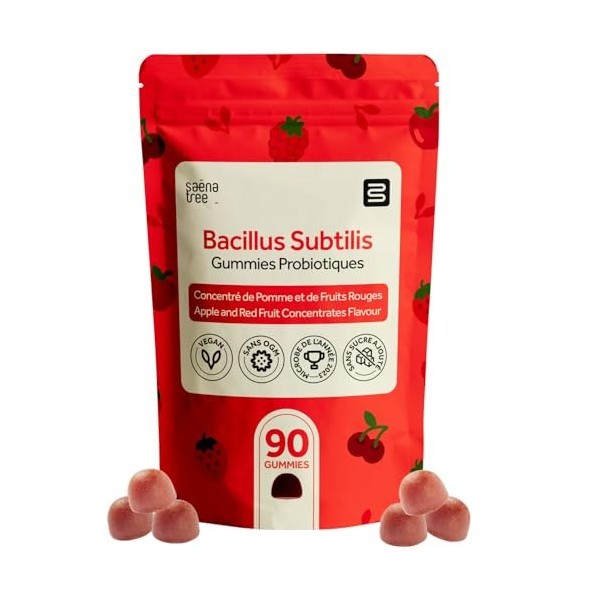 Gummies Probiotiques Flore Intestinale, 90 Gummies Vegan sans sucres ajoutés, jusquà 3 mois de traitement , 3 Milliards CFU