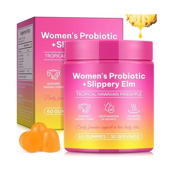 Gommes probiotiques pour femmes – Saveur ananas | Équilibre du pH et fraîcheur | Soutien de la flore intime et des odeurs | V