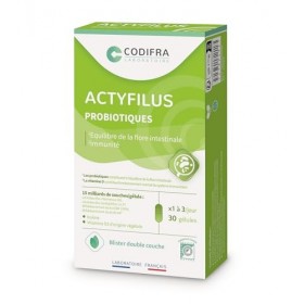 Codifra - Actyfilus, Complément Alimentaire Immunité et Flore Intestinale - 4 Souches de Probiotiques + Inuline + Vitamine D3...