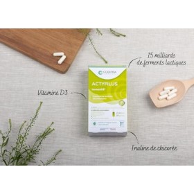 Codifra - Actyfilus, Complément Alimentaire Immunité et Flore Intestinale - 4 Souches de Probiotiques + Inuline + Vitamine D3...