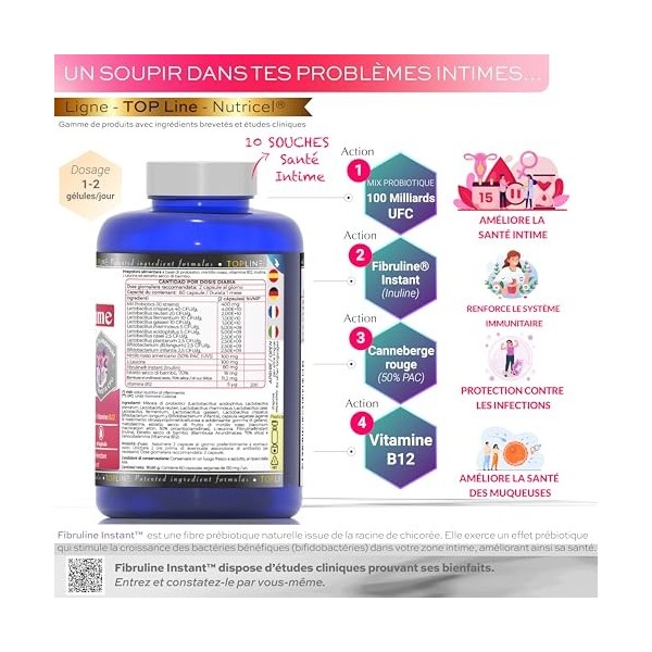 Probiotique Flore Intime – Microbiote Friendly – Jusquà 100 Milliards UFC/Jour – Probiotiques 10 Souches – Canneberge améric