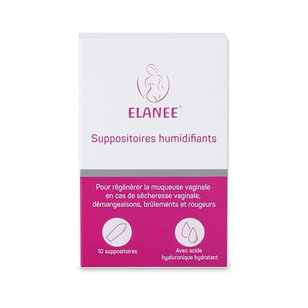 ELANEE suppositoires humidifants [10 suppositoires] ouvules vaginaux en cas de sécheresse vaginale, démangeaisons & brûlement