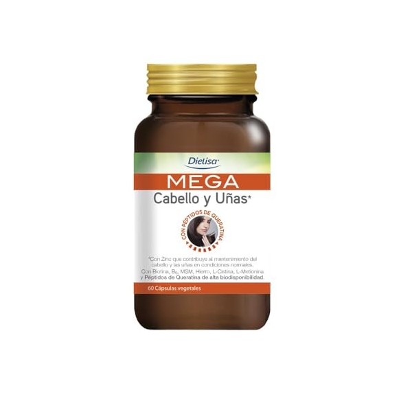 DIETISADIELISA MEGA CABELLO Y UÑAS 60cap. – complément complet proposé en gélules pratiques, boîte de 60 gélules, à prendre r