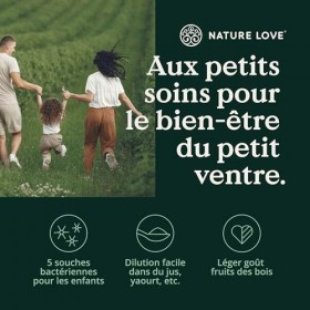 NATURE LOVE® Probiona Junior - 45g de poudre - bactéries intestinales pour enfants dès 4 ans - 5 souches bactériennes - Lacto