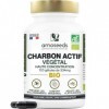Charbon Actif Végétal BIO | Haute Concentration, 2000mg / Jour | 120 gélules de 334mg | Ballonnements, Flatulences | Qualité 