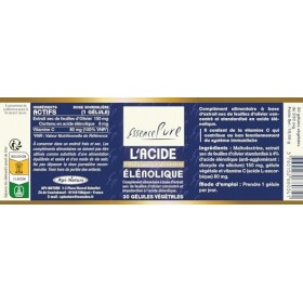 Acide Elénolique Olivier Essence Pure | 4% Acide Elénolique, Vitamine C | Santé Immunitaire | Végétalien, Sans Allergènes, 30