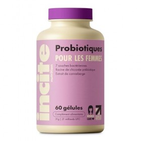 Incite Nutrition Probiotique Femmes 21 Milliards UFC. 60 Gélules. 7 Souches avec Prébiotiques & Cranberry. Probiotique Flore 