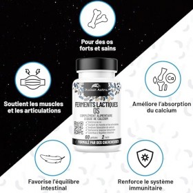 Italian Astra Probiotique pour les Os, Complément Alimentaire de Calcium Magnesium Zinc Vitamin D3 K2 et C, avec Ferments Lac