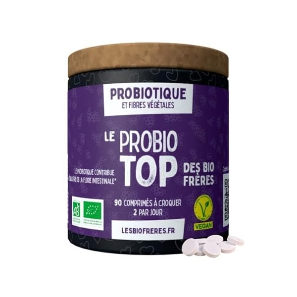 Les Bio Frères - Probiotique Naturel & Végane - 1 Milliard UFC - Fibres d’Acacia Bio - Digestion, Flore Intestinale & Immunit