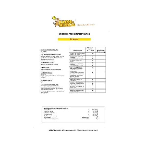 PC végétalien penicillium Candidum – pour Blanc moisissures keese