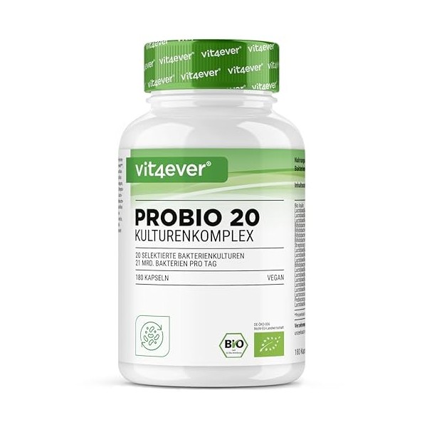 Probio 20 - Complexe de cultures avec 21 milliards de ferments lactiques et 20 souches bactériennes + inuline bio par dose jo