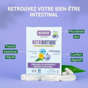 Probiotiques Équilibre Digestif - Microbiote Sain & Confort Intestinal - 4 Souches Probiotiques + Prébiotiques + Plantes + Vi