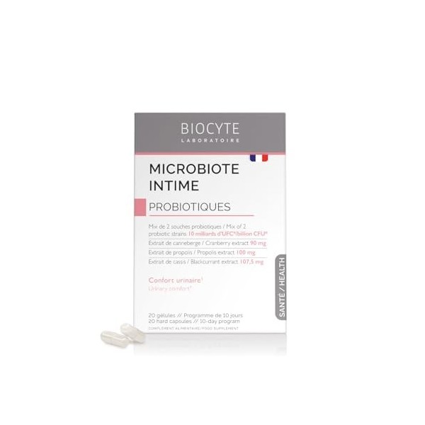 BIOCYTE Microbiote Intime - Complement Alimentaire Probiotique Flore Intime - 10 Milliards dUFC par prise - Propolis, Cranbe