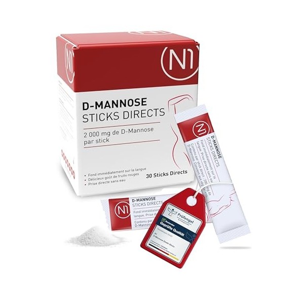 N1 D-Mannose Lot de 30 bâtonnets directs - Pour la dévastation de la vessie et les infections des voies urinaires - 30 jours 