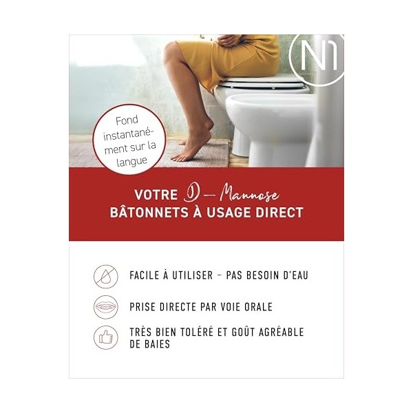 N1 D-Mannose Lot de 30 bâtonnets directs - Pour la dévastation de la vessie et les infections des voies urinaires - 30 jours 