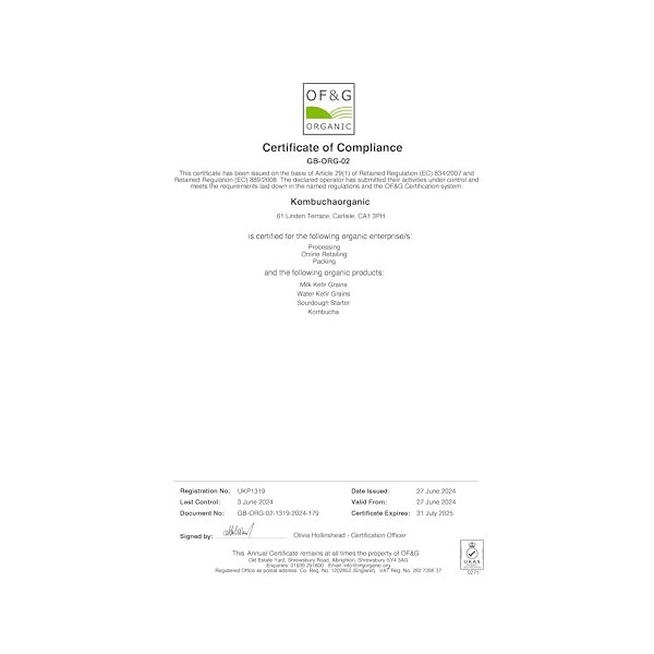 Kombuchaorganic® - Grains de kéfir deau certifiés bio - probiotiques vivants - cristaux d’eau japonais - kit de démarrage so ...