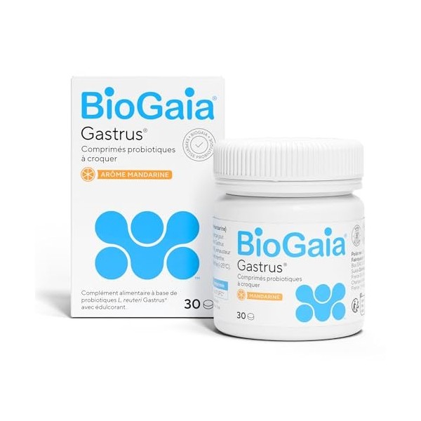 BioGaia Gastrus® Comprimés Probiotiques à Croquer | Équilibre de la Flore Intestinale | Complément Alimentaire | Contient le 