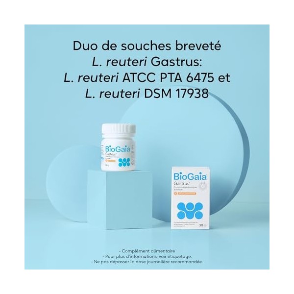 BioGaia Gastrus® Comprimés Probiotiques à Croquer | Équilibre de la Flore Intestinale | Complément Alimentaire | Contient le 