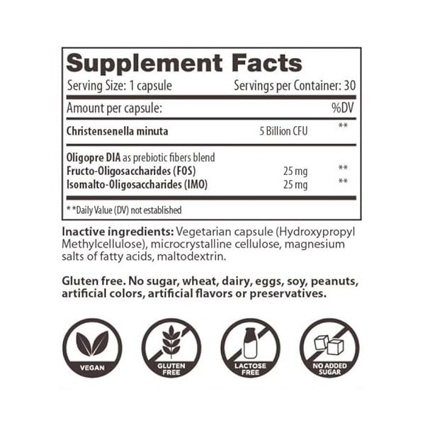 RENEWBIOME CHRISTENELLA - Probiotique avec Christensenella minuta - 5 milliards dUFC en 1 capsule gastrique résistante - 30 