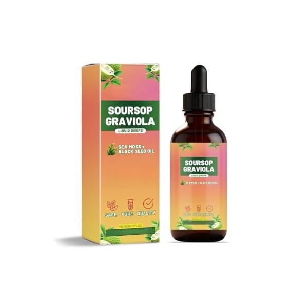 Corossol Graviola Liquide, Soutien immunitaire et intestinal, 60 ml, sans sucre ni gluten,1PCS Bactéries et levures