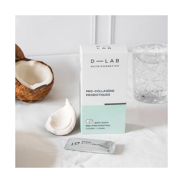 D-LAB Pro-Collagène Probiotiques | Cure Sticks 7 Jours | Complément Alimentaire Fabriqué en France | Probiotiques et Prébioti