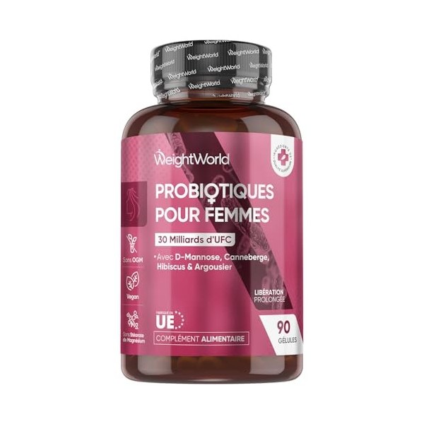 Probiotique Femmes - 90 Gélules 30 Milliards d’UFC pour 1 Mois, Lactobacillus Rhamnosus, Prebiotique et Probiotique, Inuline