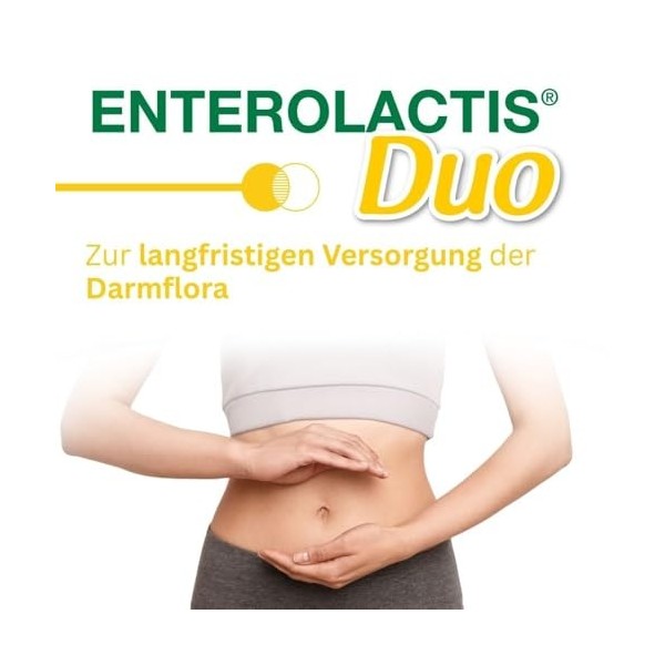 Enterolactis Duo - Nourriture naturelle de la flore intestinale et du microbiome intestinal avec L. Casei DG & inuline - Sans