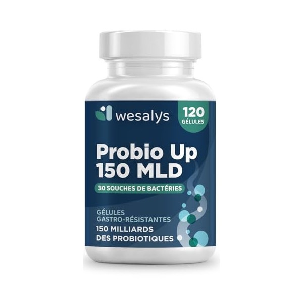 Probiotique flore intestinale - 150 Milliards UFC/Jour - 30 souches bactériennes, 120 Gélules Gastro-résistantes. Probiotique