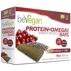 BEVEGAN BARRITAS PROTEICAS-ANTIOX arandano+chia 6uds. BIO – en-cas léger à emporter partout, coffret de 6 pièces, pratique à 