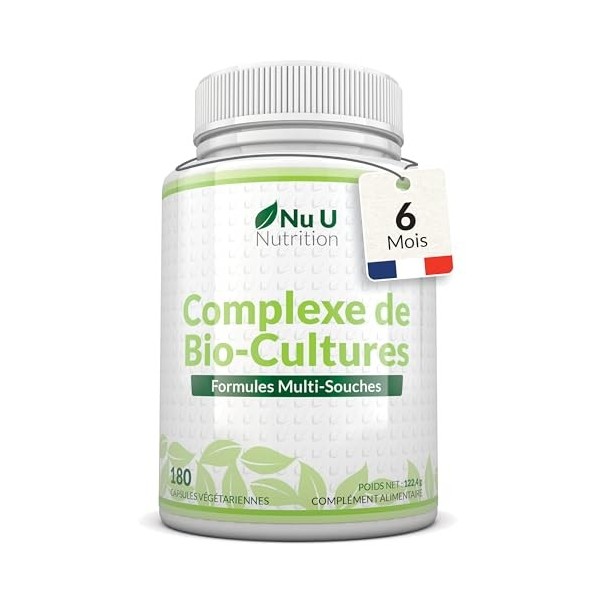 Bio-Cultures Complex - probiotiques - Cure de six mois/180 Gélules - Compléments alimentaires de Nu U Nutrition