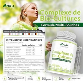 Bio-Cultures Complex - probiotiques - Cure de six mois/180 Gélules - Compléments alimentaires de Nu U Nutrition