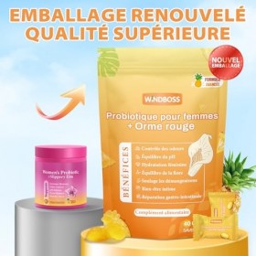 WindBoss Gummies Probiotiques Féminins – Soutien Quotidien de lÉquilibre Féminin avec Slippery Elm pour lÉquilibre du pH et