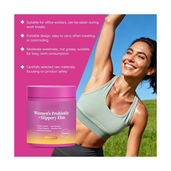 Her Juicy Womens Probiotique + Orme glissant | Soutient léquilibre du pH, Odeur | Végétalien, sans gluten l 60 unités,1Pcs Ba...