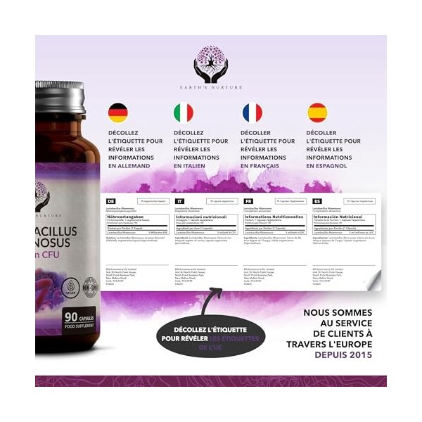 EN Lactobacillus Rhamnosus | 90 Capsules Probiotique Haute Concentration - 5 milliards CFU de Probiotiques L-Rhamnosus par po