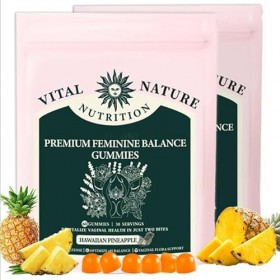 Lot de 2 Gummies Équilibre Féminin Premium - Saveur Ananas Hawaïen | Soutien du PH Intime & Défenses Immunitaires | Complémen
