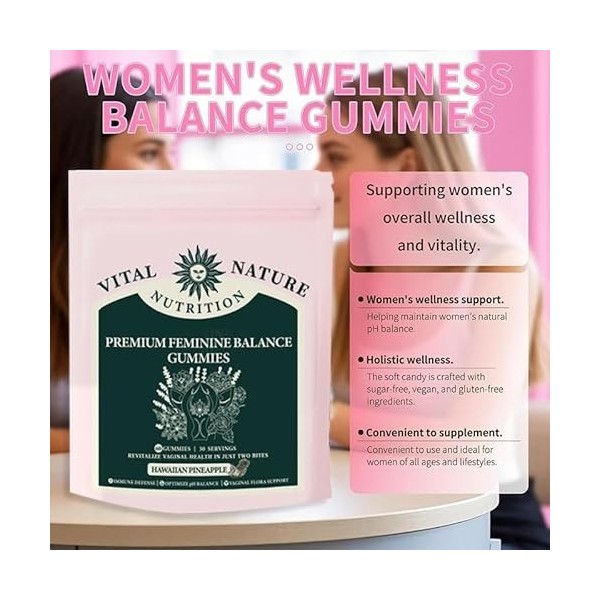 Lot de 2 Gummies Équilibre Féminin Premium - Saveur Ananas Hawaïen | Soutien du PH Intime & Défenses Immunitaires | Complémen