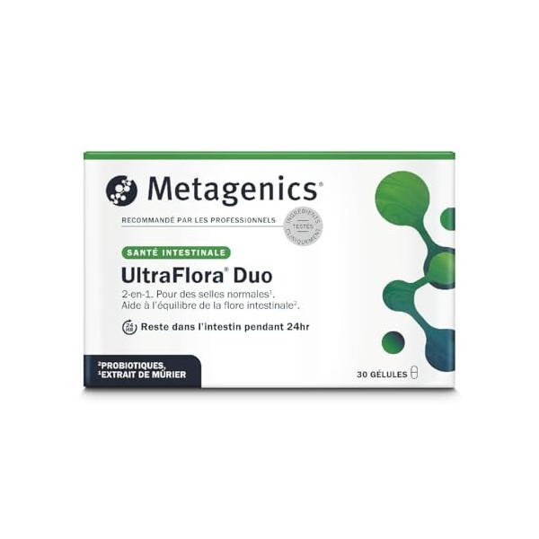Metagenics UltraFlora Duo - Probiotiques et Vitamine D - Double Action - Soutient les Selles Normales - Équilibre de la Flore