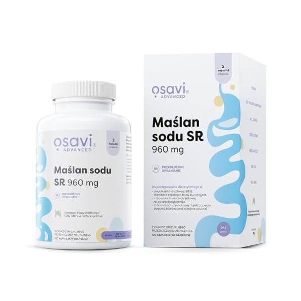 Osavi Butyrate de sodium SR, 960mg - 120 Capsules Vegan | Butyran de sodium microencapsulé | Haute teneur en acide butyrique 