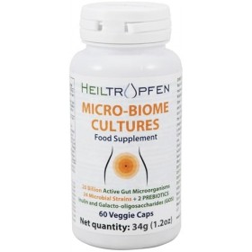 Cultures du microbiome | Probiotique digestif + Prébiotique | 24 souches | 20 milliards dUFC | 60 Gélules | Intestin actif |