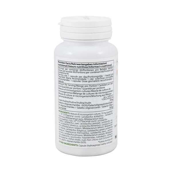 Cultures du microbiome | Probiotique digestif + Prébiotique | 24 souches | 20 milliards dUFC | 60 Gélules | Intestin actif |