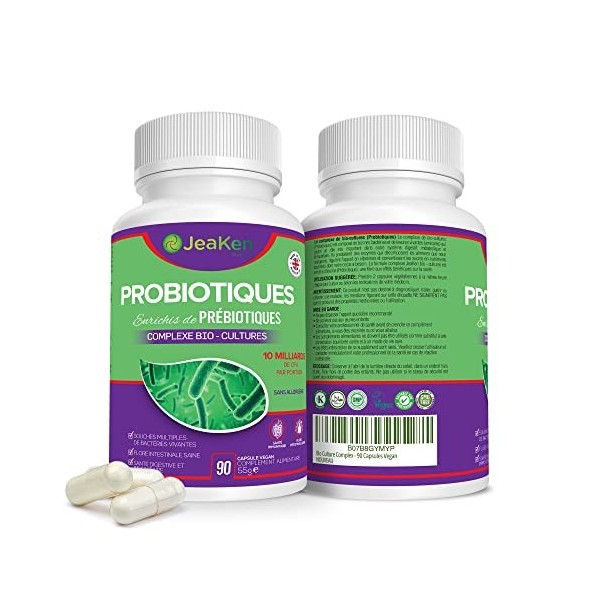 JeaKen PROBIOTIQUES Enrichi en Prébiotiques - Complément Alimentaire Contre les Ballonnements - Soutient la Santé Intestinale