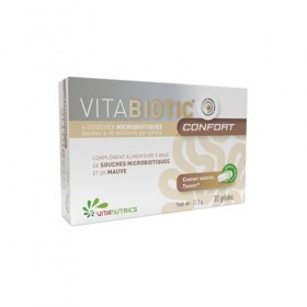 Vitanutrics - VITABIOTIC Confort - Souches Microbiotiques, Mauve - Soutien du Transit et du Système Digestif - Fabriqué en Fr