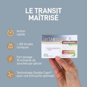 Vitanutrics - VITABIOTIC Confort - Souches Microbiotiques, Mauve - Soutien du Transit et du Système Digestif - Fabriqué en Fr