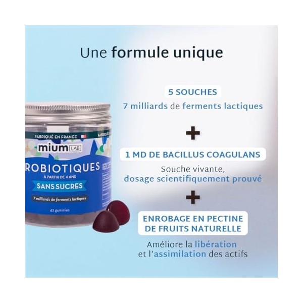 Mium Lab - Probiotiques 5 souches & 7 Milliards dUFC - Renforcement Flore Intestinale, Digestion, Transit régulier - Adultes ...