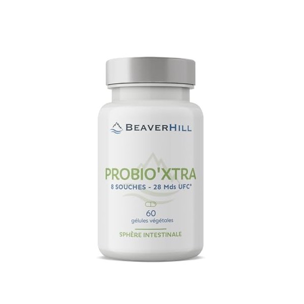 PROBIO’XTRA | Probiotiques | 8 souches vivantes | 60 Gélules végétales | BEAVERHILL | Confort digestif – Humeur – Stress – Im