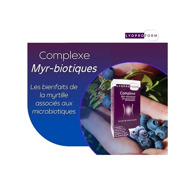 Extrait de myrtille - 25% anthocyanes | Myrtille & probiotiques | Complément alimentaire - Equilibre digestif - Santé oculair